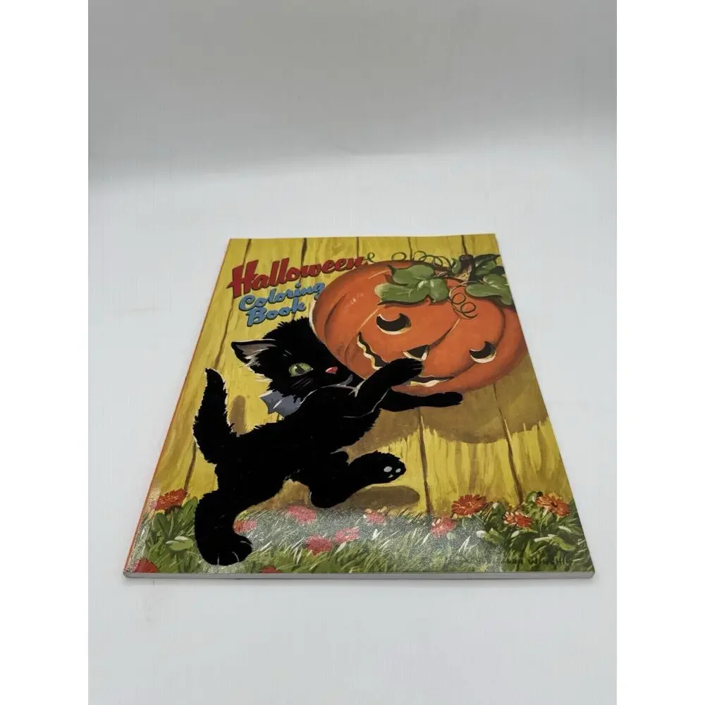 Golden Books Halloween Coloring Book Black Cat Pumpkin Fuzzy Velvet Cover